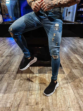 CALÇA JEANS SKULL DESTROYED