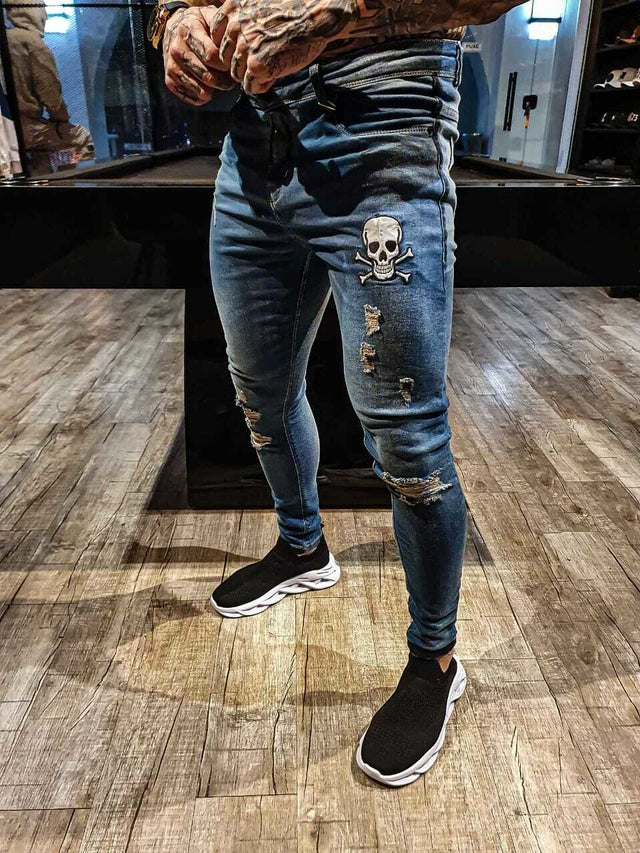 CALÇA JEANS SKULL DESTROYED